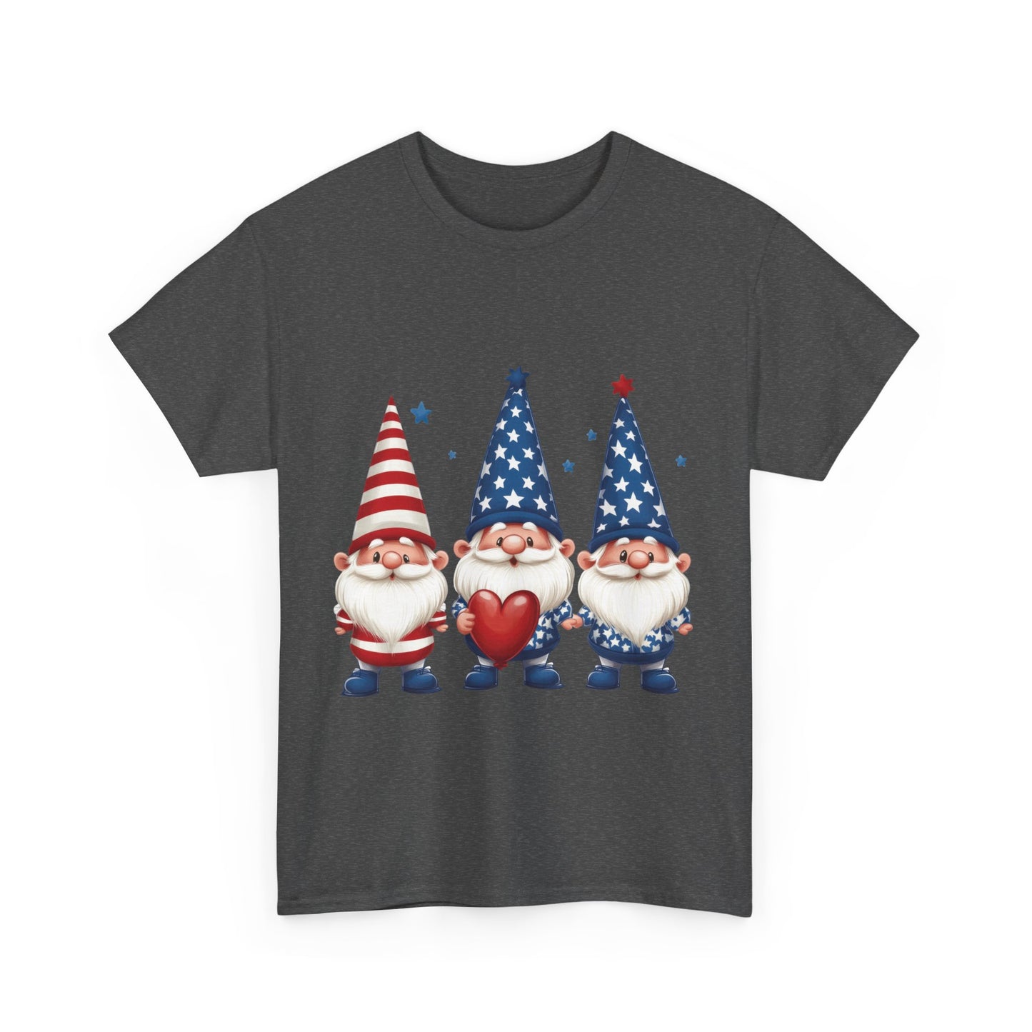 Patriotic Gnome Unisex Heavy Cotton Tee - Cute Tee for Independence Day, Casual Wear, Gift for Gnome Lovers, Summer Style