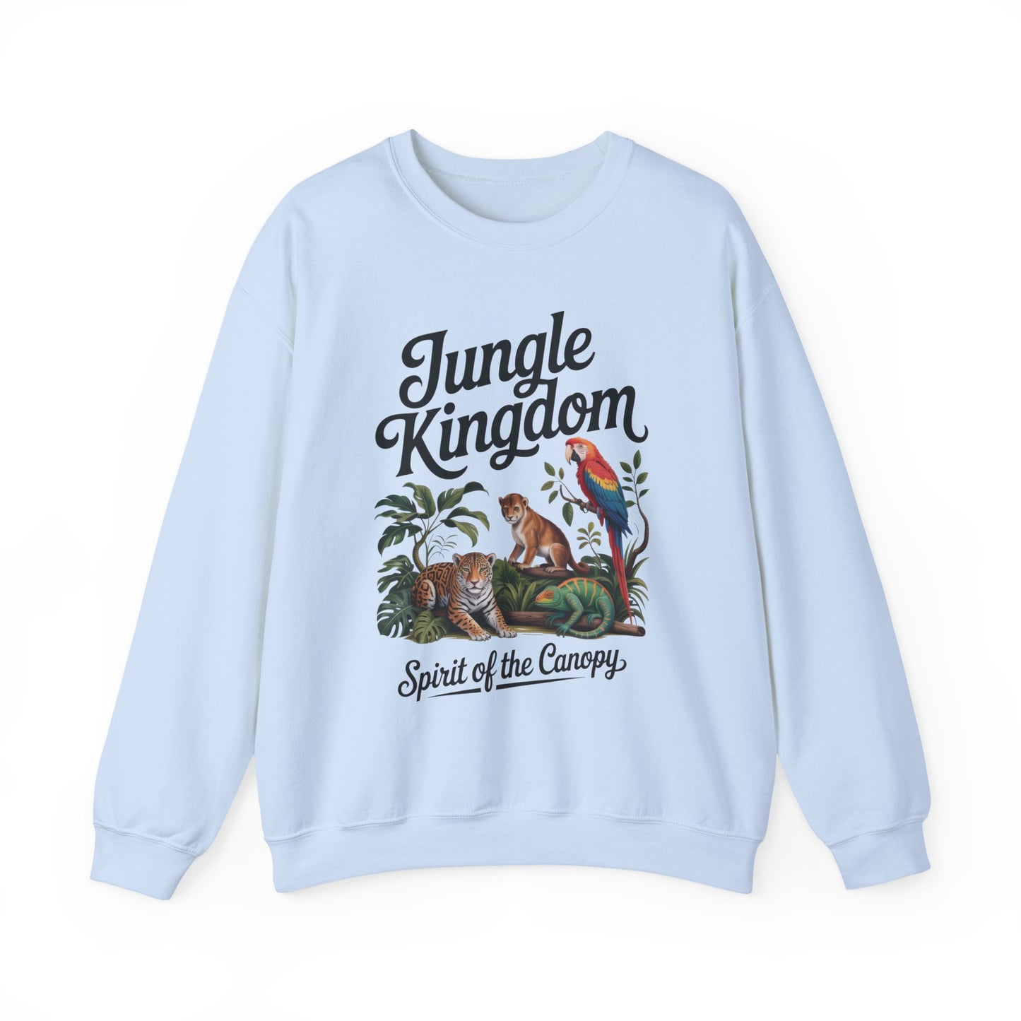Jungle Kingdom Womens Sweatshirt, Cozy Jungle Crewneck, Nature Lover Gift, Wildlife Artwork, Eco-Conscious Apparel, Animal Enthusiast Clothing