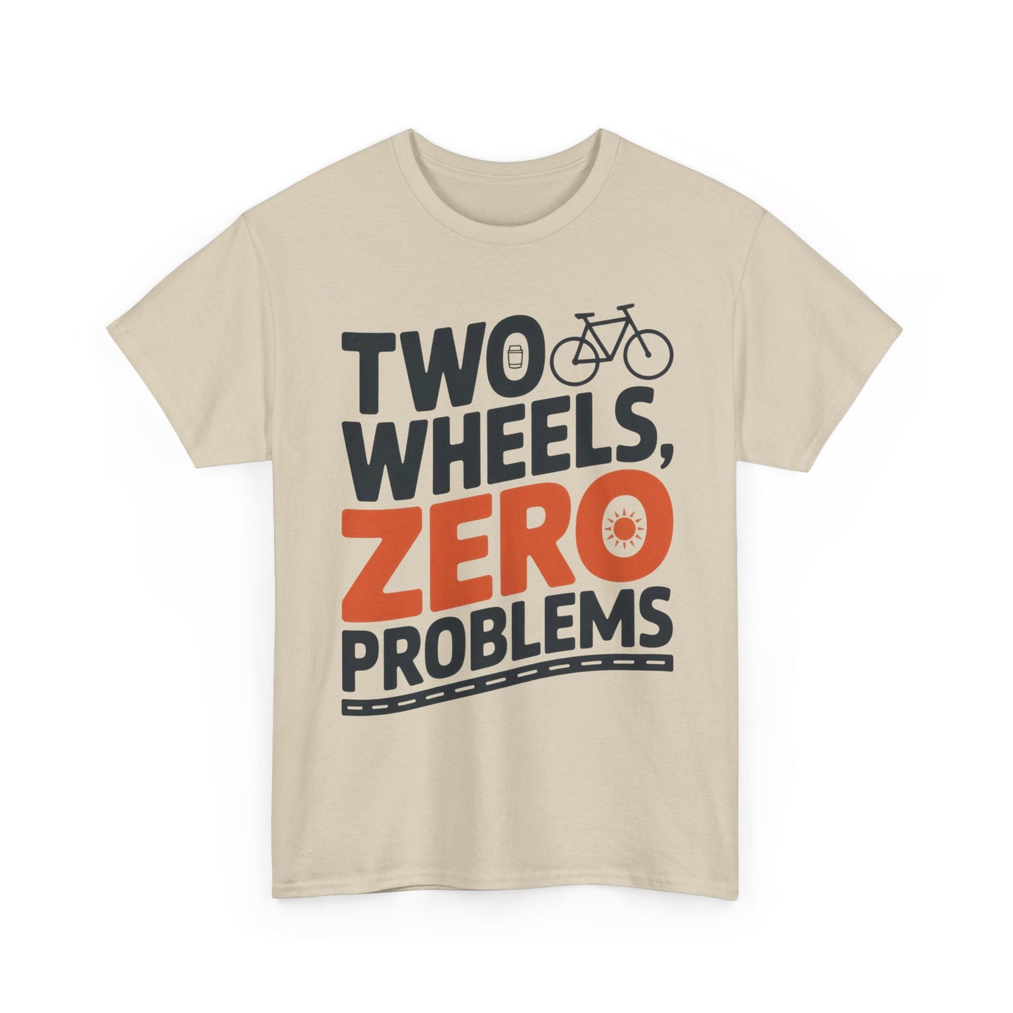 Two Wheels Zero Problems Mens Graphic Biker T-Shirt, Bike Humor Tee, Biker Gift