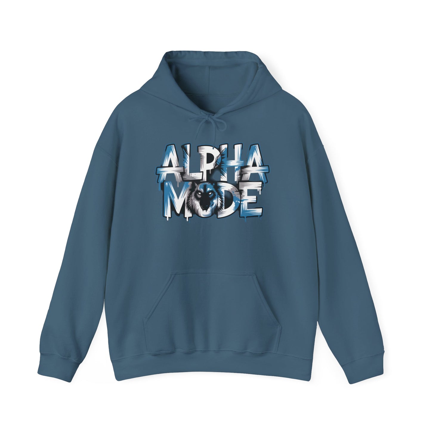 Mens Heavy Blend™ Hooded Sweatshirt, Alpha Mode Wolf Hoodie Mens Bold Streetwear