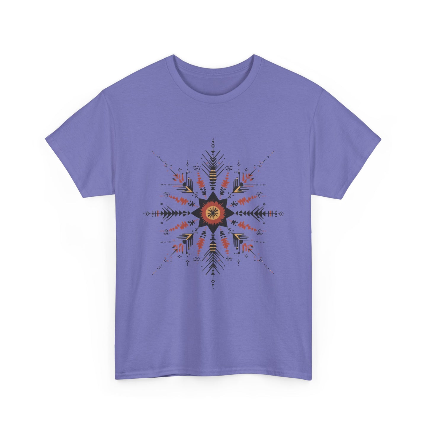 Boho Tribal Mandala Star Women's Cotton Tee, Ethnic Geometric Graphic T-Shirt, Festival Bohemian Style Gift, Bohemian Graphic Tee