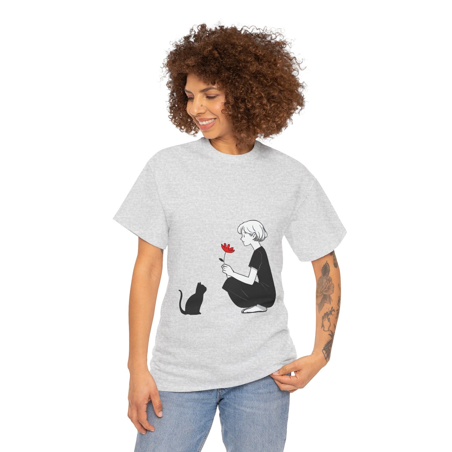 Cat Lover's Heavy Cotton Tee, Cute Cat Shirt, Pet Owner Gift, Animal Lover Apparel, Birthday Gift for Her, Women's Cotton T-Shirt, Cat Lover