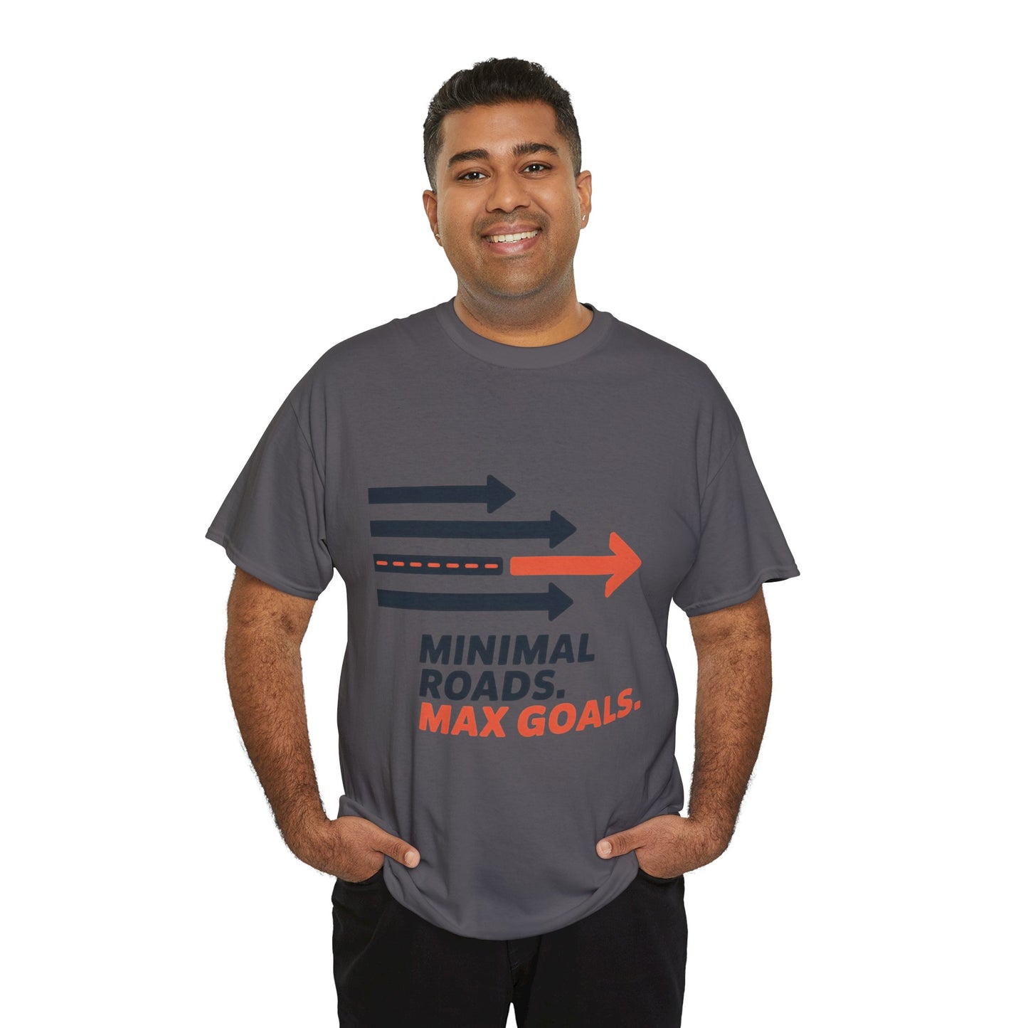 Minimal Roads Max Goals Motivational Mens T-Shirt, Urban Style Graphic Tee