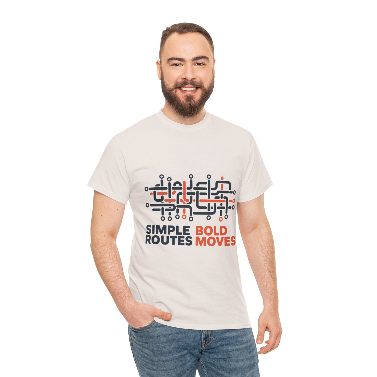 Simple Routes Bold Moves Mens T-Shirt, Minimal Urban Metro Map Graphic Tee