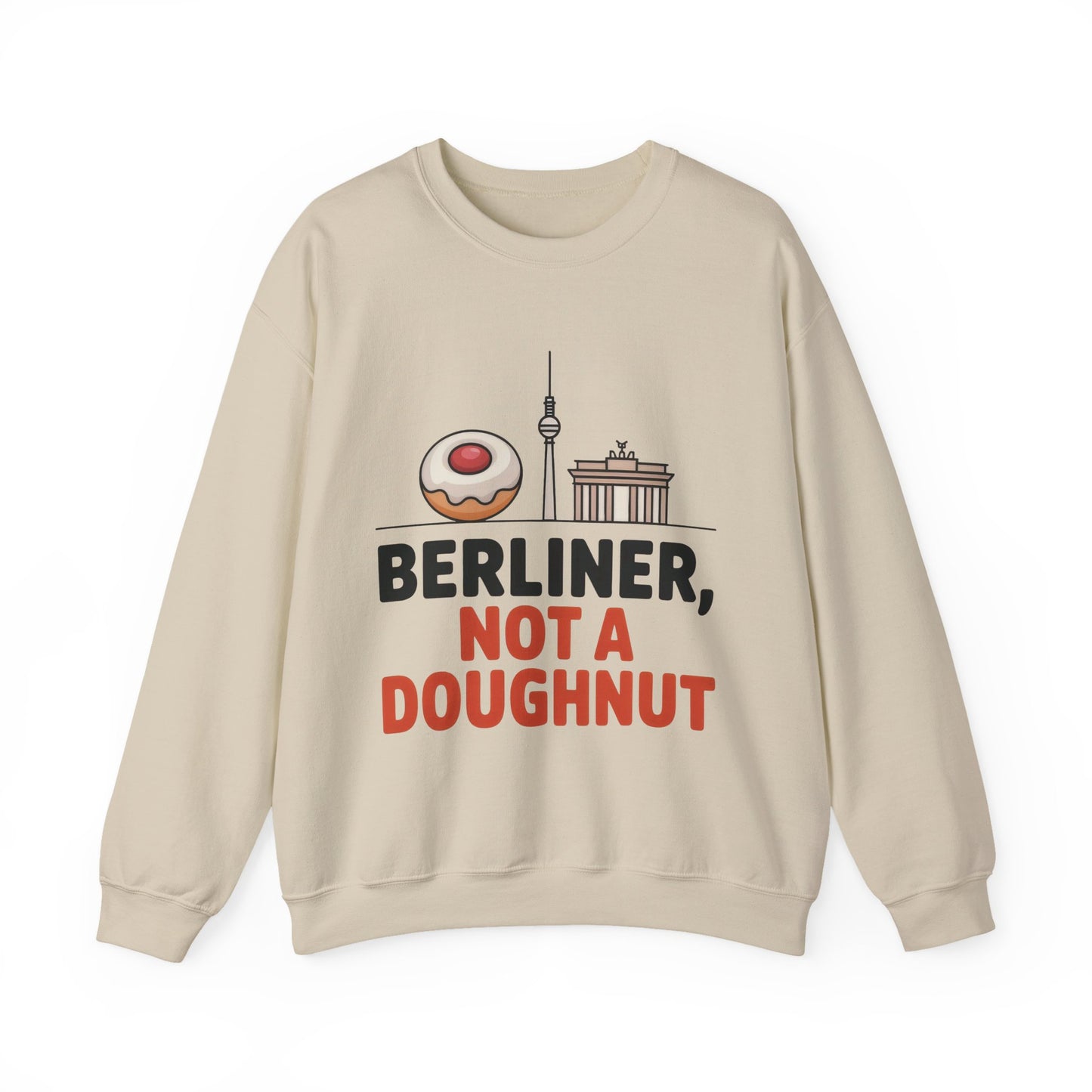 Mens Heavy Blend™ Crewneck Sweatshirt, Berliner Not a Doughnut Funny Berlin Mens Sweatshirt