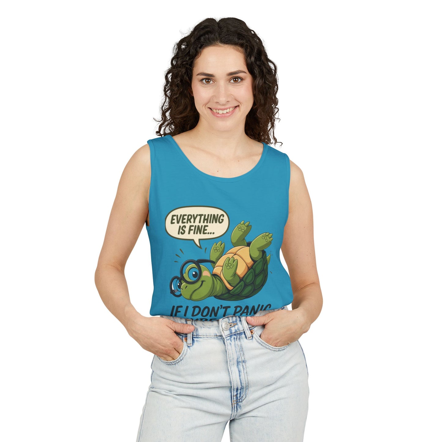 Mens Funny Turtle Graphic Tank Top, Summer Apparel, Gift for Animal Lovers, Beach Day Essentials, Mens Casual Wear, Relaxed Vibes