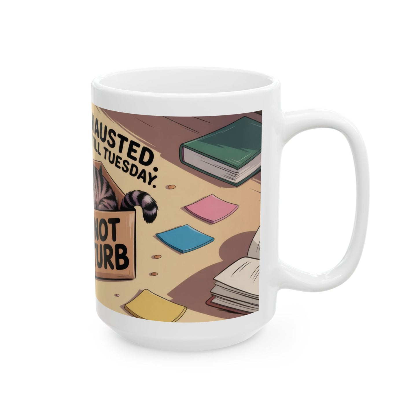 Funny Cat Mug, Socially Exhausted Do Not Disturb Coffee Cup, Introvert Gift Idea, Cozy Cat Lover Wraparound Mug, Lazy Weekend Humor