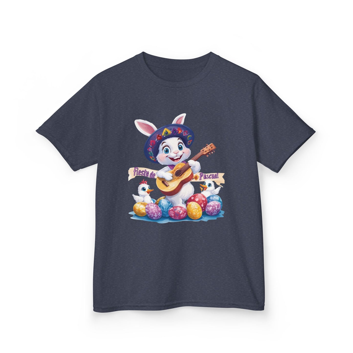 Mexican Easter Bunny Kids T-Shirt - Fiesta de Pascua Shirt with Guitar, Fun Spring Festival Tee, Colorful Holiday Gift for Children