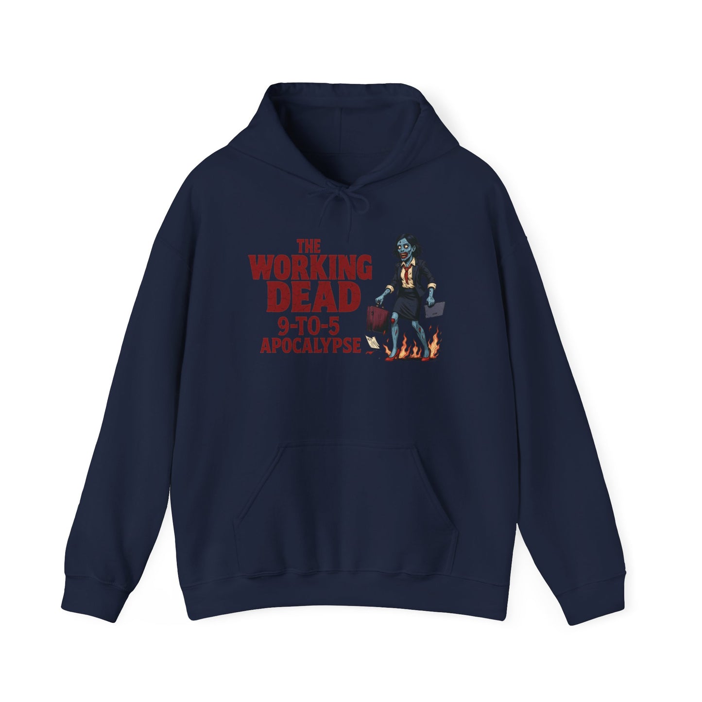 The Working Dead 9-to-5 Apocalypse Hoodie, Women's Horror Office Zombie Sweatshirt, Halloween Zombie Top, Halloween Work Top