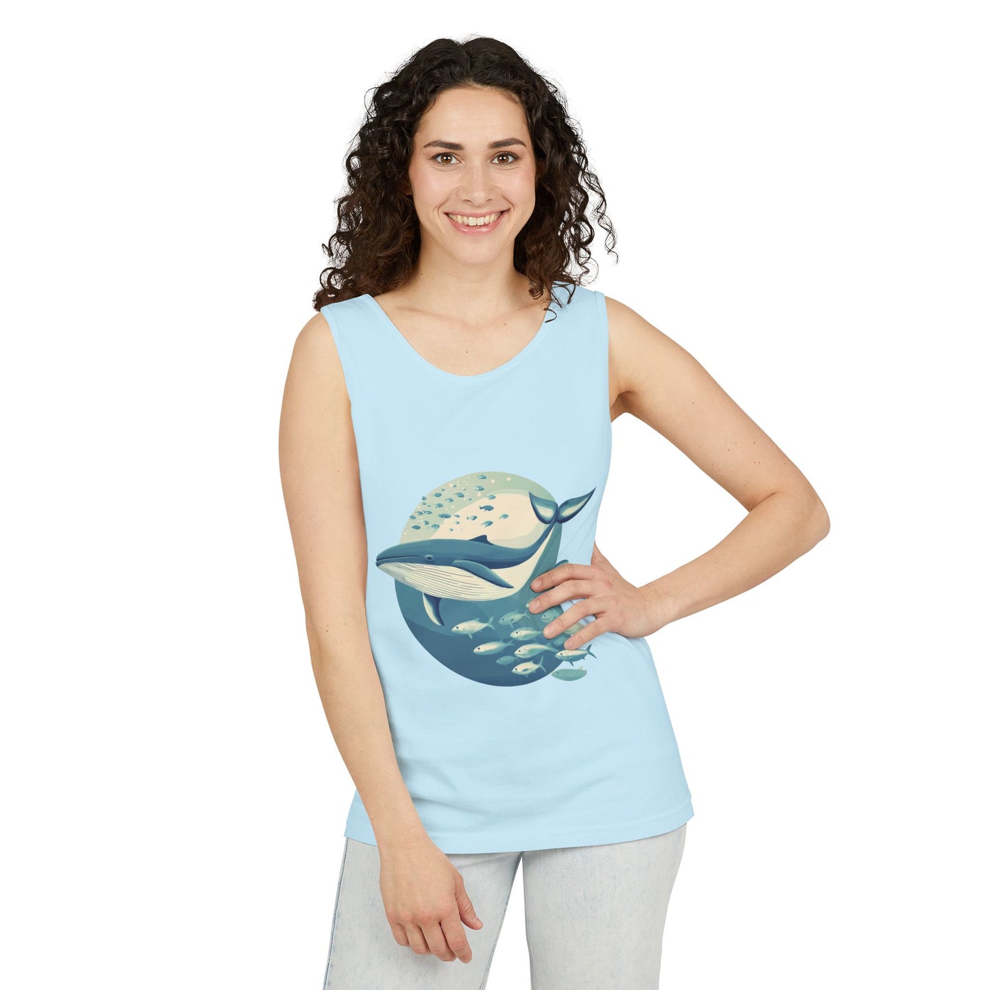 Ocean-Inspired Unisex Tank Top, Whale Design Shirt, Summer Casual Wear, Beach Vibes Gift, Eco-Friendly Fashion