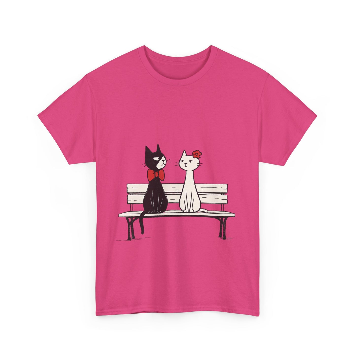 Cute Cat Lovers Tee, Womens Heavy Cotton Tee for Pet Owners, Funny Cat Shirt, Gift for Cat Lovers, Casual T-Shirt, Animal Art Tee