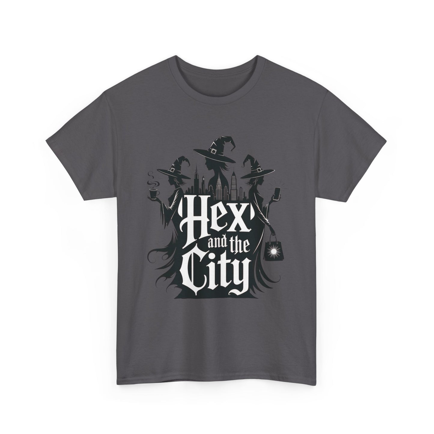 Women's Hex and the City Witch Shirt, Gothic Witches New York Skyline Halloween T-Shirt for Women