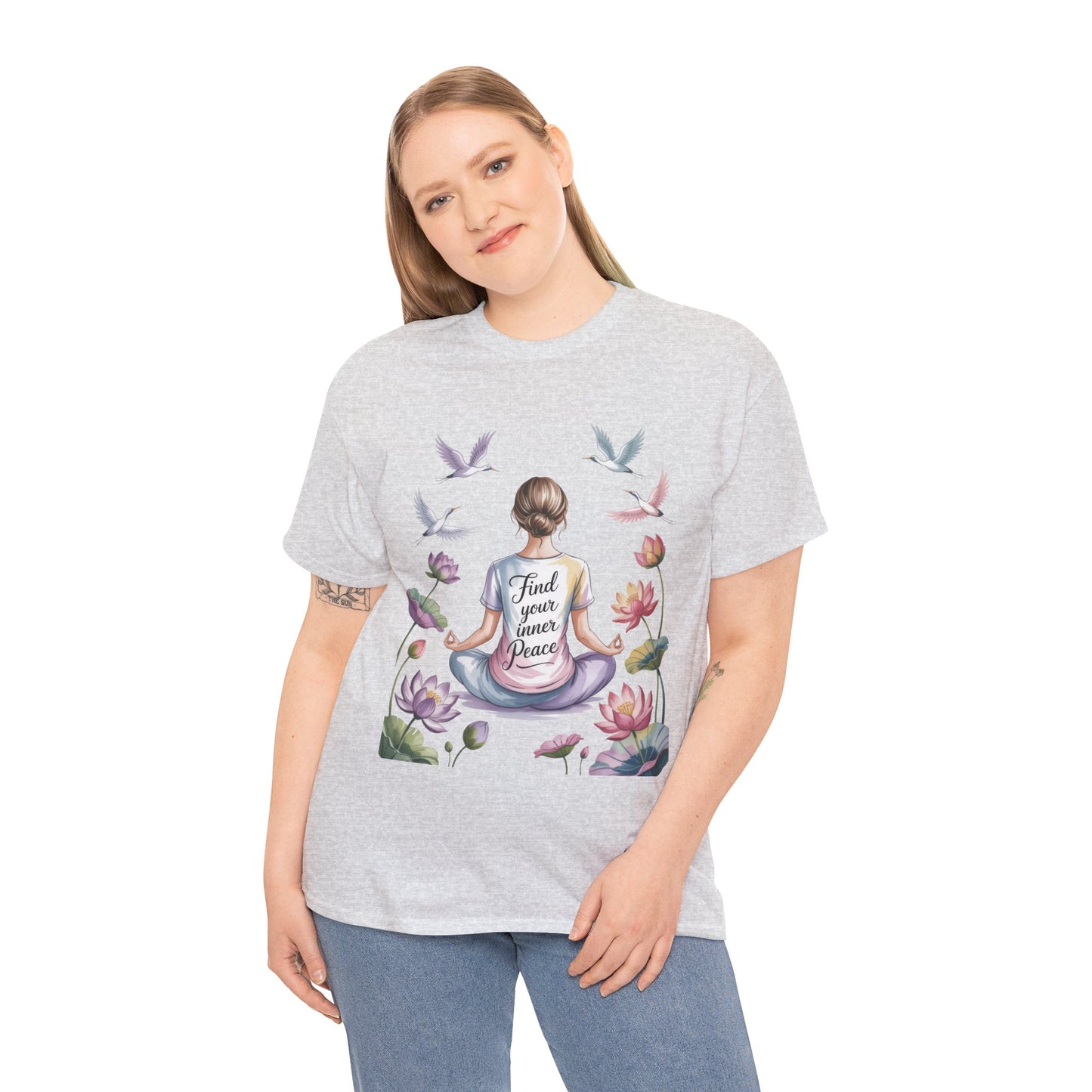 Find Your Inner Peace Womens Heavy Cotton Tee, Motivational Shirt, Meditation Apparel, Relaxation Gift, Casual Wear, Mindfulness Tee