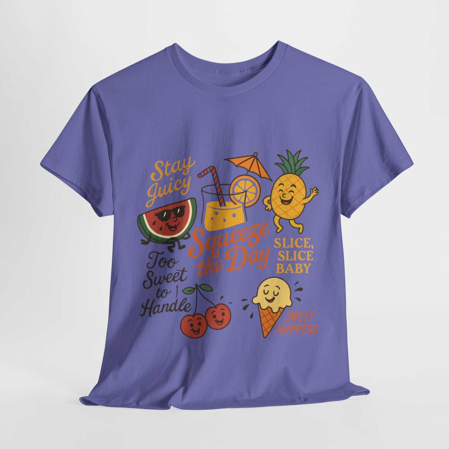 Cute Fruit Pun T-Shirt for Women, Summer Graphic Tee, Kawaii Watermelon Pineapple Ice Cream Design, Squeeze the Day Shirt, Stay Juicy Top