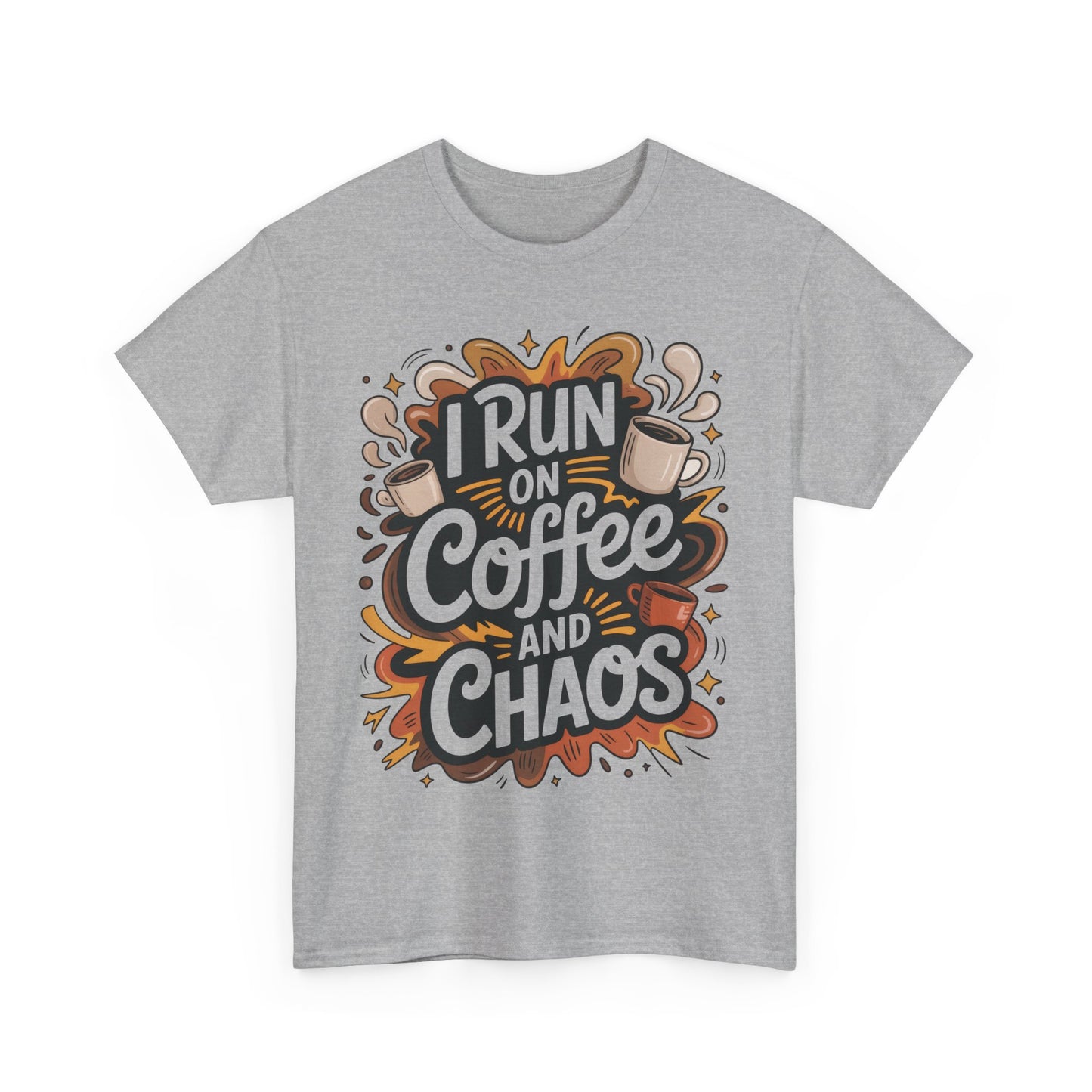 Funny Mens Coffee T-Shirt, I Run on Coffee and Chaos, Caffeinated Chaos Tee for Him, Perfect for Coffee Lovers, , Humor Tee