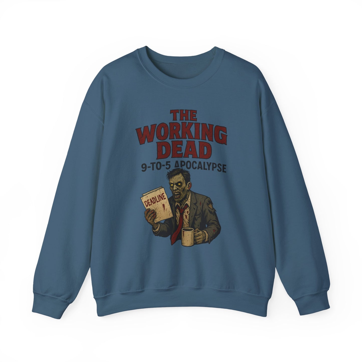 Men's The Working Dead 9-to-5 Apocalypse Sweatshirt, Funny Office Zombie Horror Pullover, Halloween Zombie Work Top