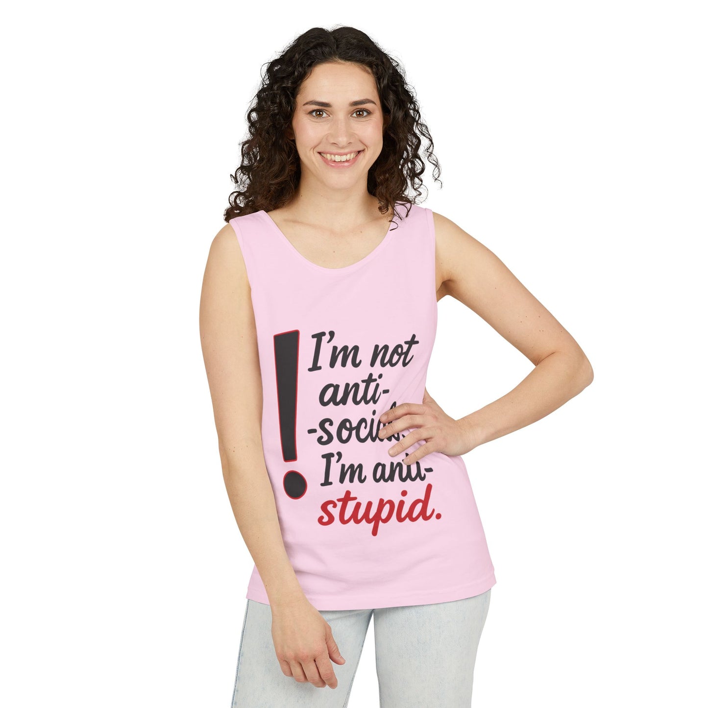 Anti-Social Womens Tank Top, Funny Graphic Summer Apparel, Beachwear, Humorous Womens Tee, Graphic Tee for Introverts & Thinkers