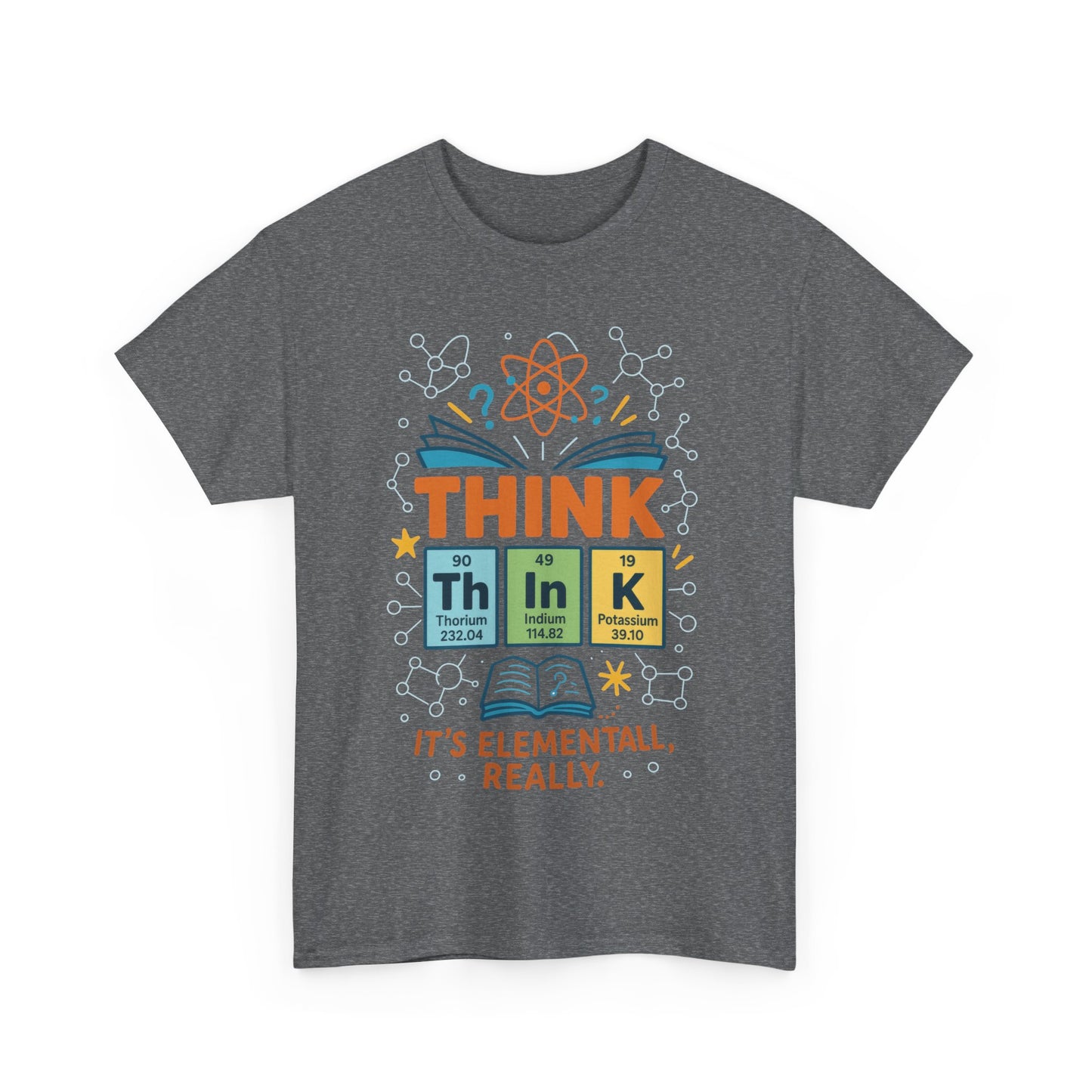 Funny Mens Science T-Shirt, THINK Element Periodic Table Shirt, Smart Geek Nerd Tee for Him, Ideal for Science Lovers, Geeky Apparel