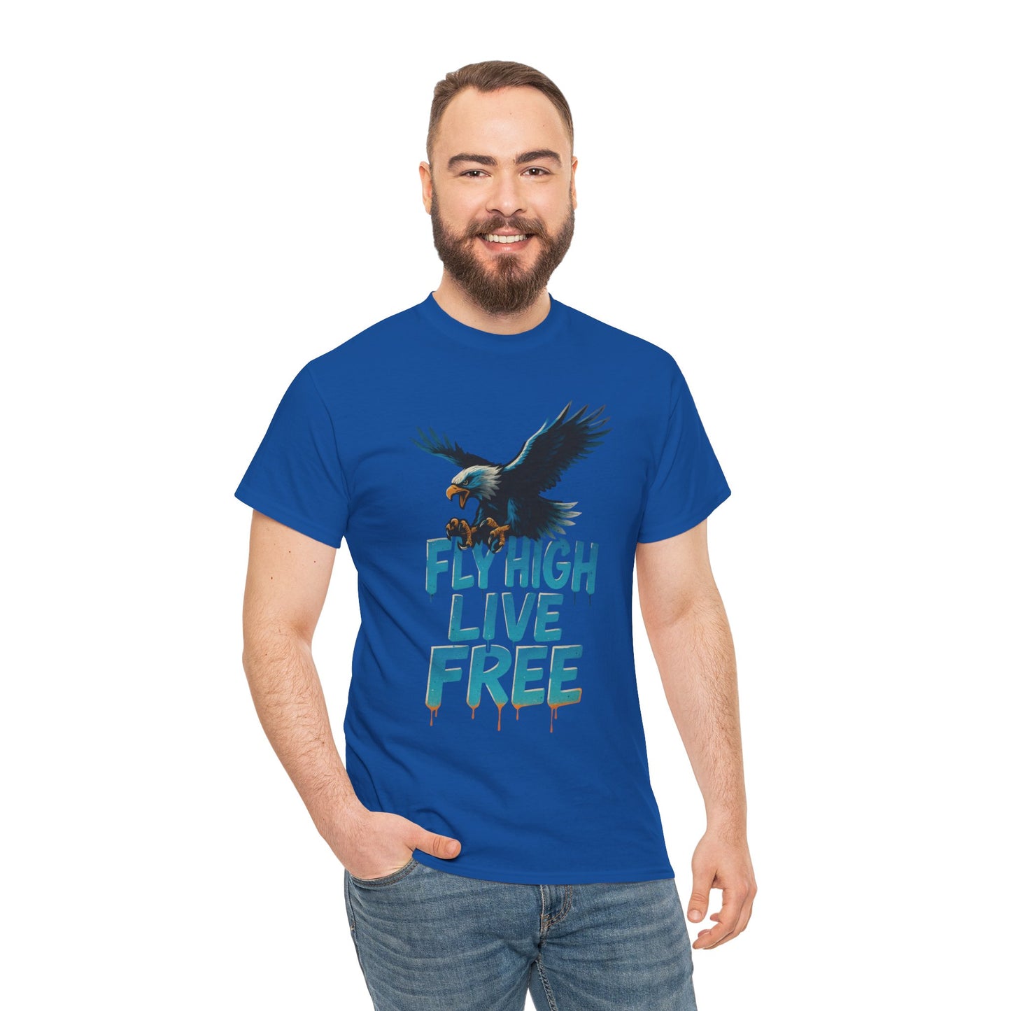 Fly High Live Free Eagle Graphic Mens T-Shirt, Eagle Tee, Fly Free Tee, Wild Flight