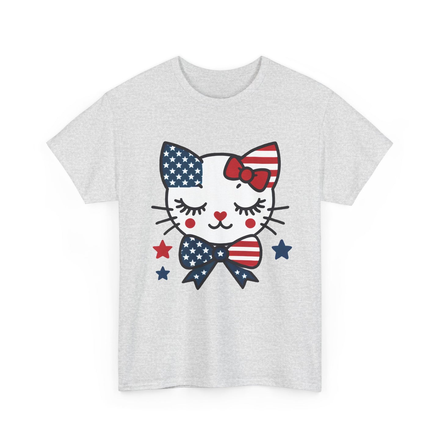 Patriotic Cat Women's Tee, Cute Cat Shirt, Women's T-Shirt, July 4th Outfit, Independence Day Gift, Animal Lover Apparel