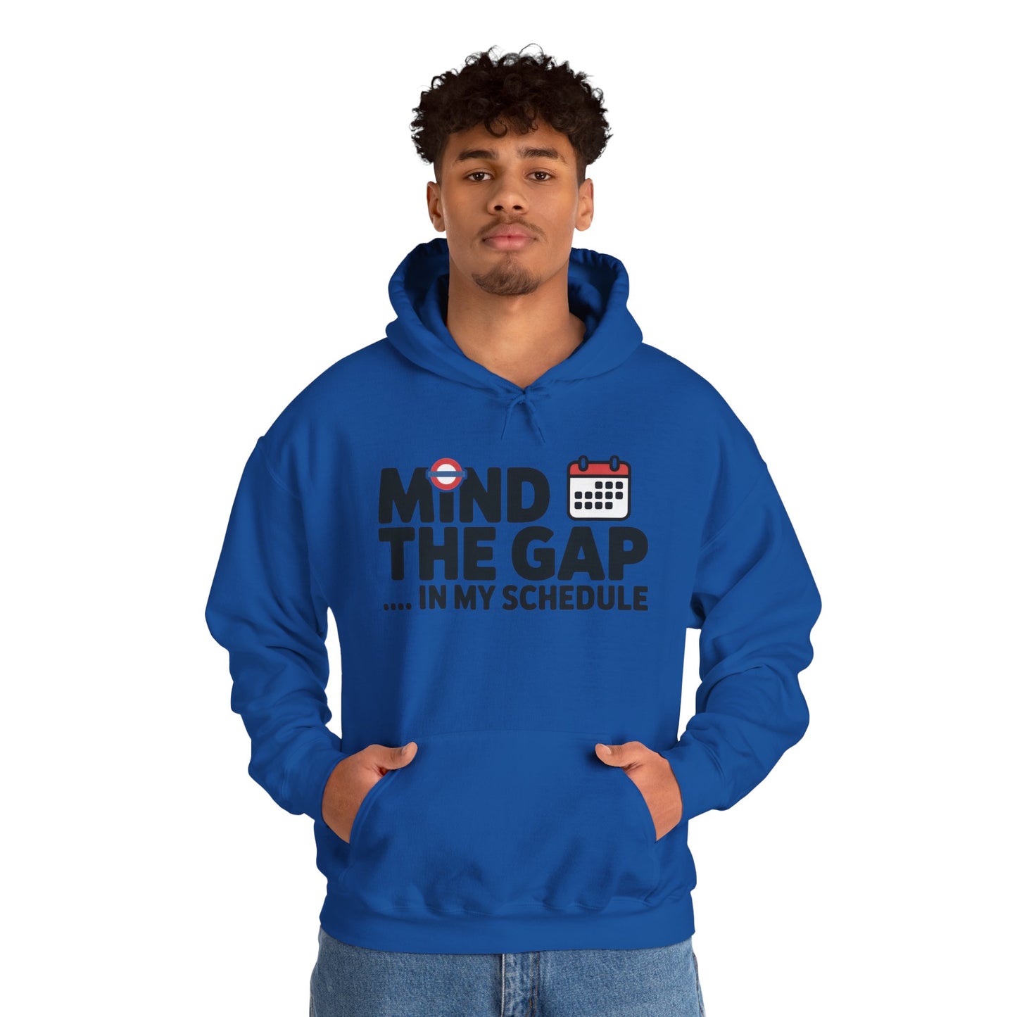 Men's Hoodie Funny Mind The Gap, London Tube Inspired Office Humor Hoodie, Comfy Graphic Sweatshirt