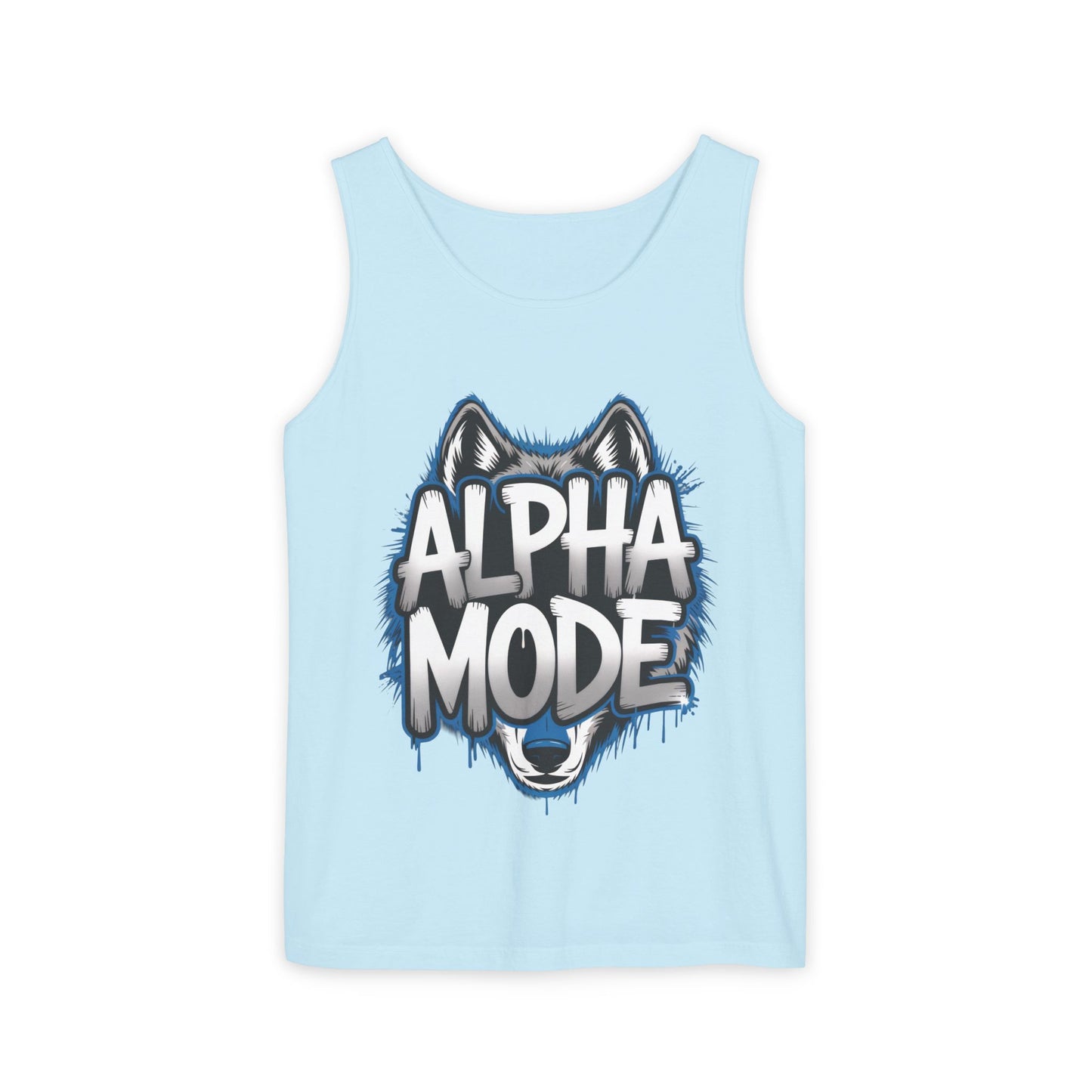 Mens Garment-Dyed Tank Top, Alpha Mode Wolf Graphic Mens Tank Top Gym Wear