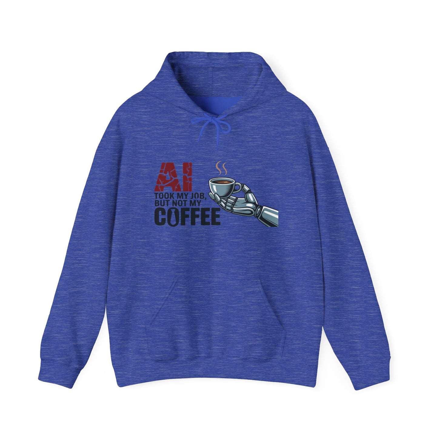 AI Coffee Hoodie, Funny Robot Humor Pullover, Geek Job Joke Sweatshirt Gift, Men's Heavy Blend™ Hooded Sweatshirt, Sarcastic Work Shirt