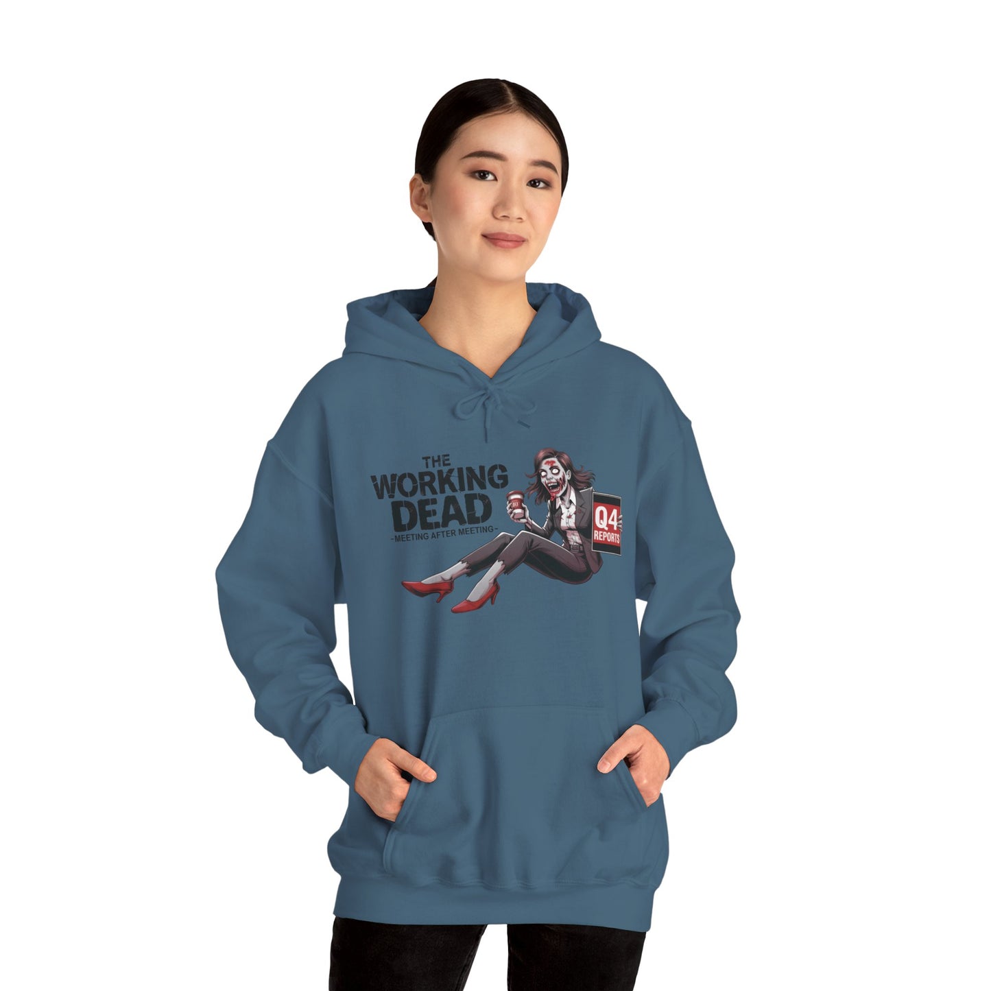 The Working Dead Women's Zombie Hoodie, Funny Office Meeting Sweatshirt, Halloween Zombie Top, Halloween Work Top