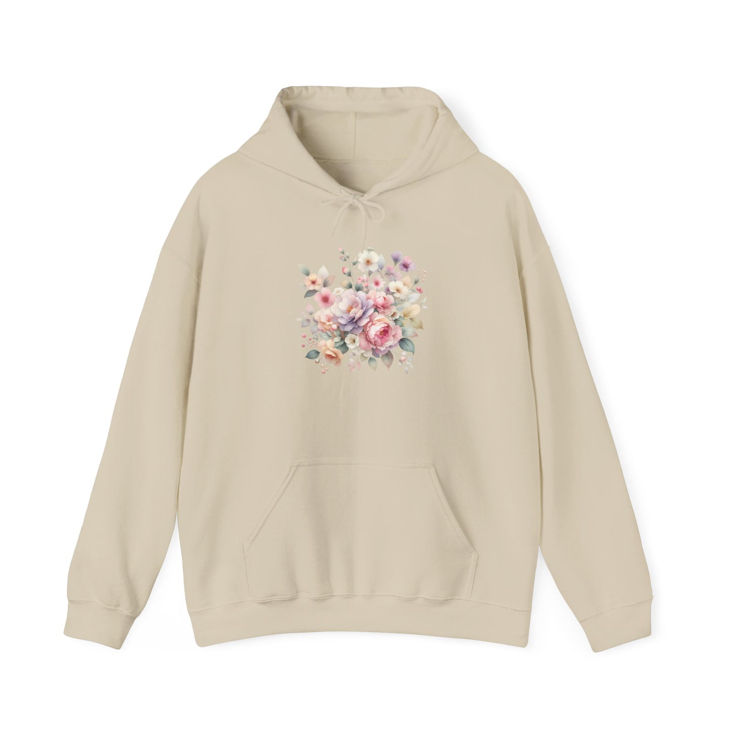 Floral Comfort Hoodie, Cozy Sweatshirt for Women, Spring Fashion, Gift for Her, Casual Everyday Wear, Soft Pastel Flower Print Sweatshirt