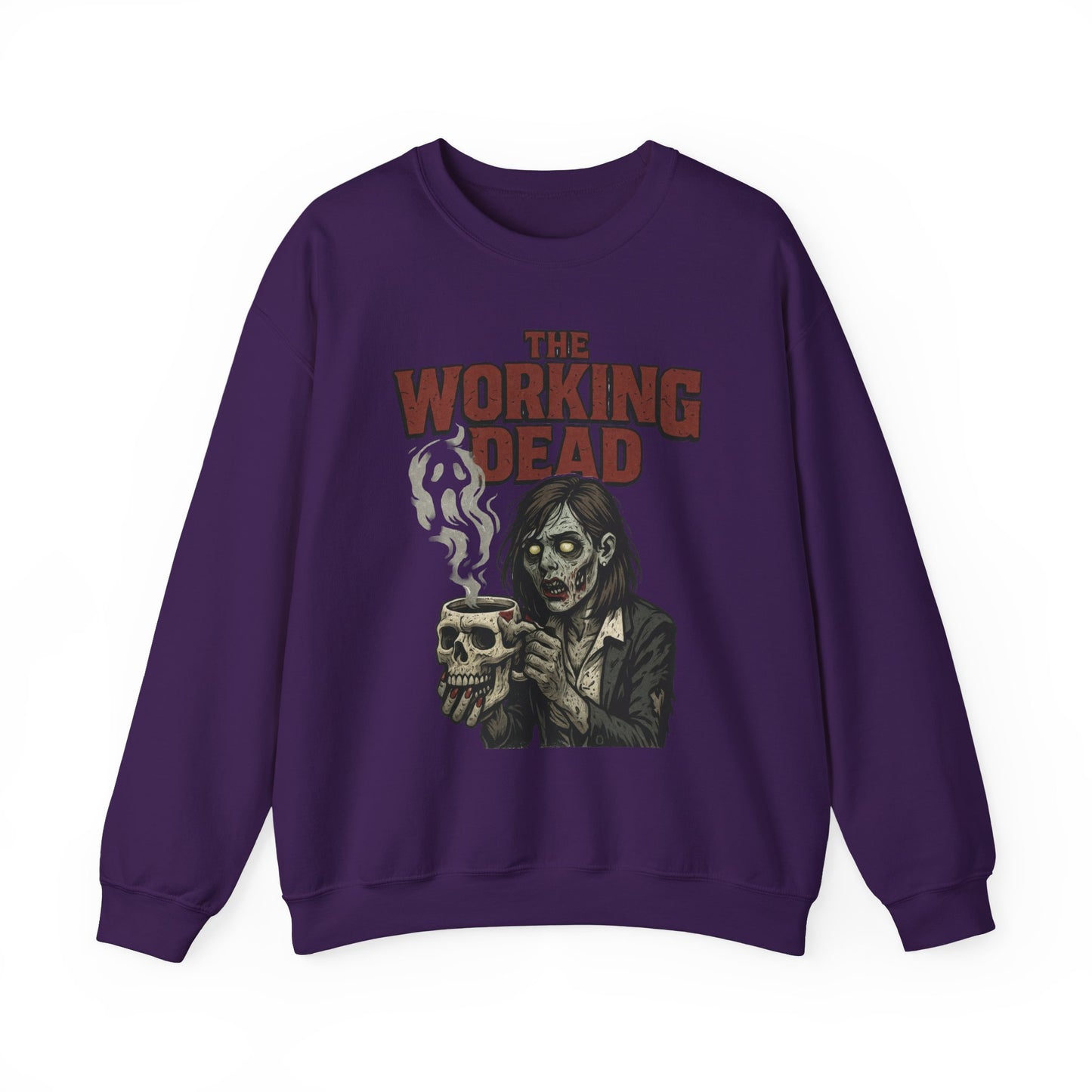 The Working Dead Women's Zombie Sweatshirt, Halloween Zombie Top, Work Humor Sweatshirt, Women's Heavy Blend™ Crewneck Sweatshirt