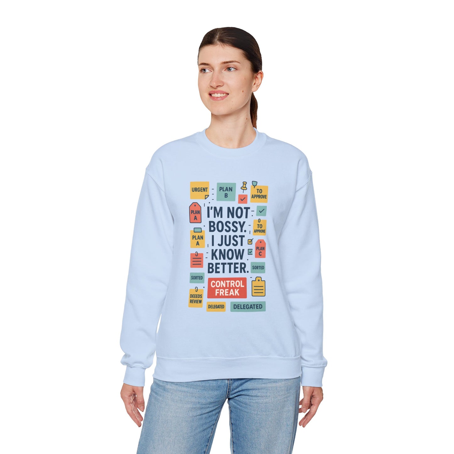 Funny Womens Control Freak Sweatshirt, Bold Sarcastic Quote Pullover, Ideal Gift for Bossy Friends, Funny Womens Sweatshirt