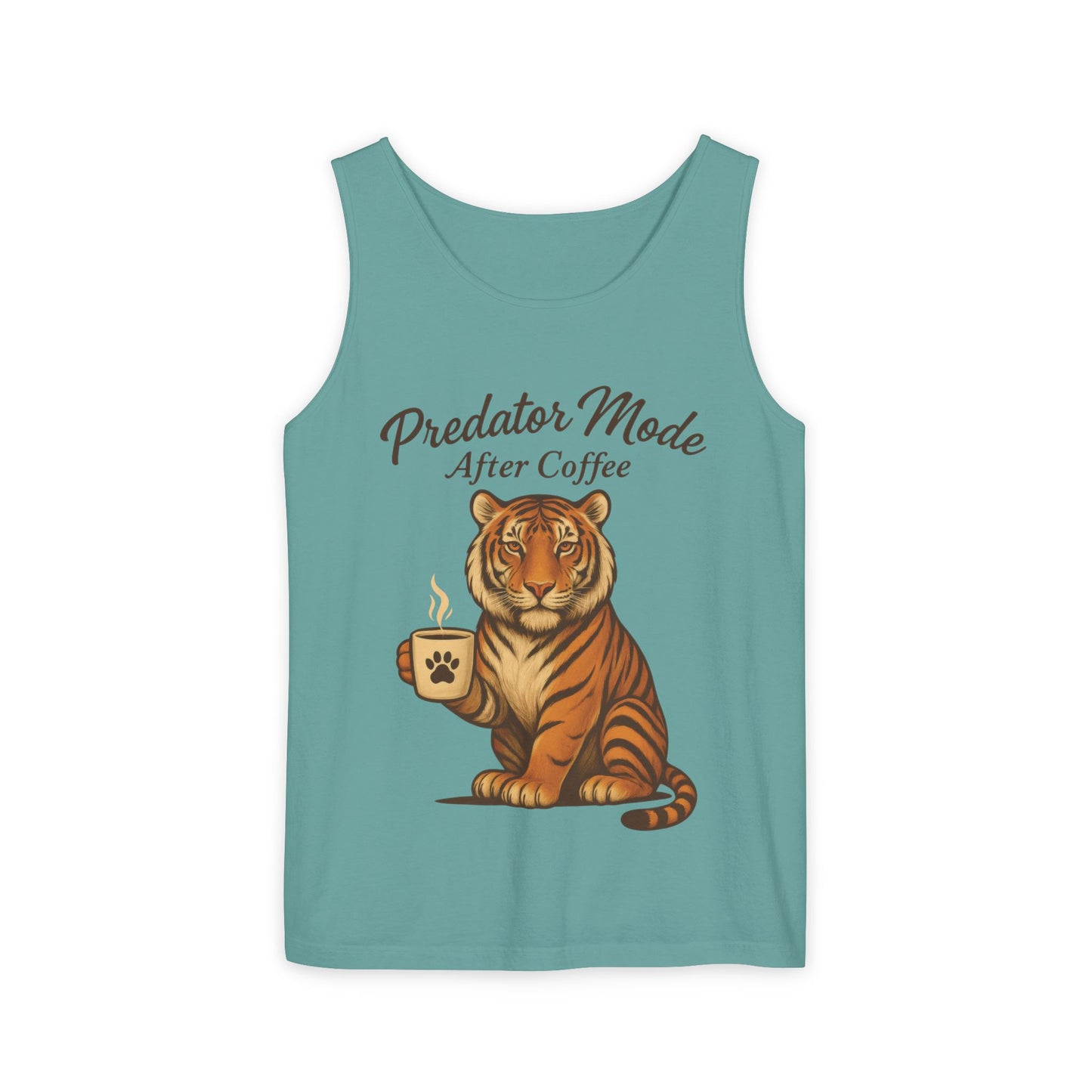 Predator Mode After Coffee Tank Top - Funny Coffee Lover Mens Muscle Tank - Tiger Caffeine Gym Shirt - Morning Motivation Top