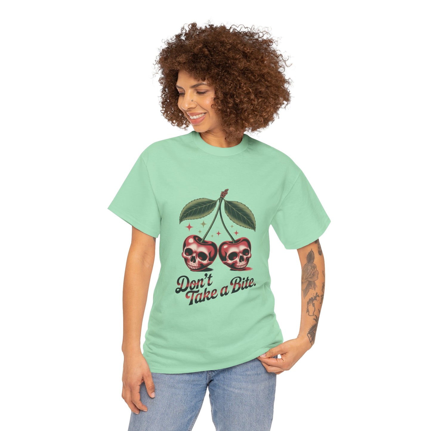 Skull Cherry Womens Graphic Tee, Edgy Tee, Unique Gift, Halloween Apparel, Cute Gothic Fruit Graphic Tee for Women, Funny Dark Style Shirt