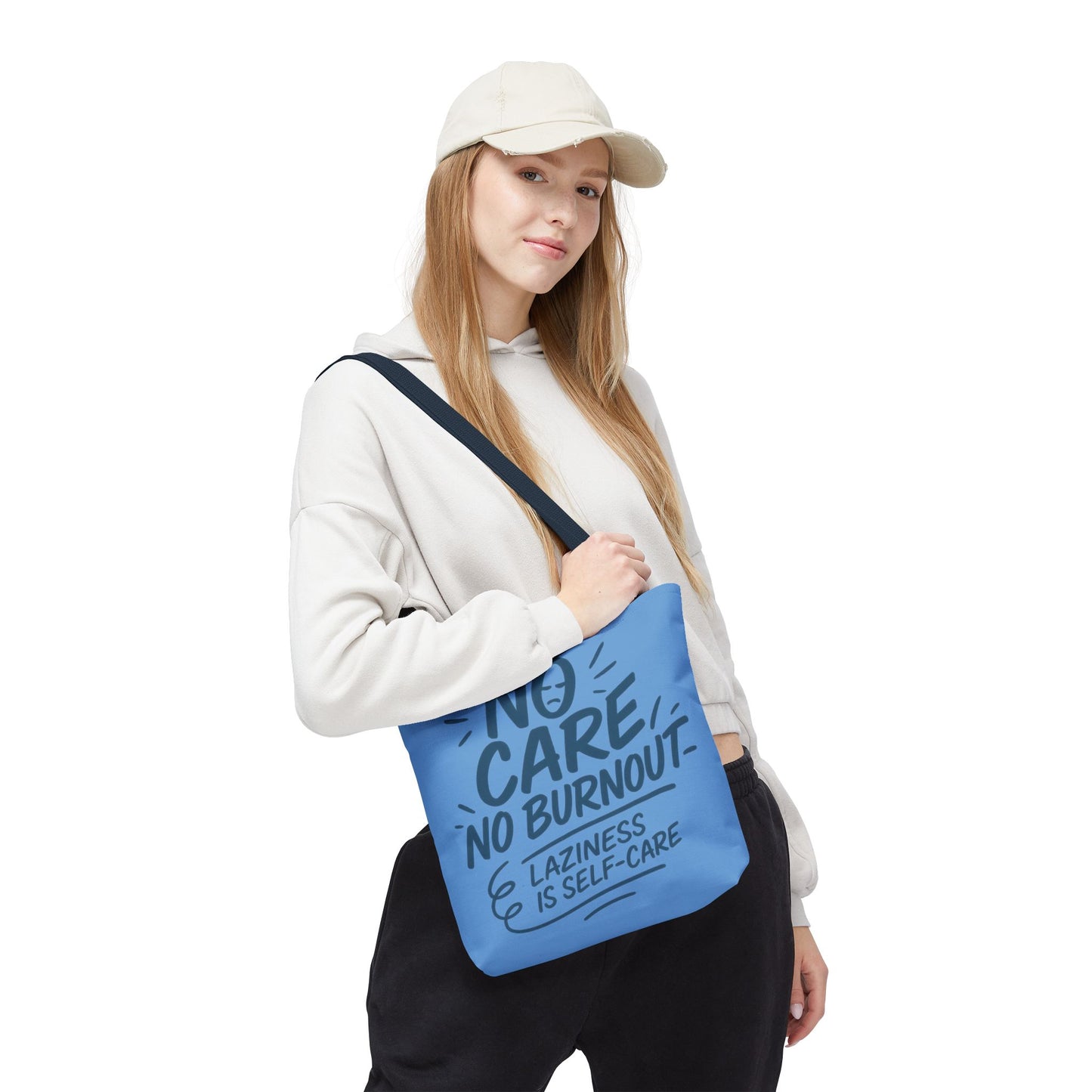 Laziness is Self-Care Funny Quote Bag, Oversized Reusable Canvas Shopping Tote, Sarcastic Self-Care Gift, Weekend Getaway, Everyday Use