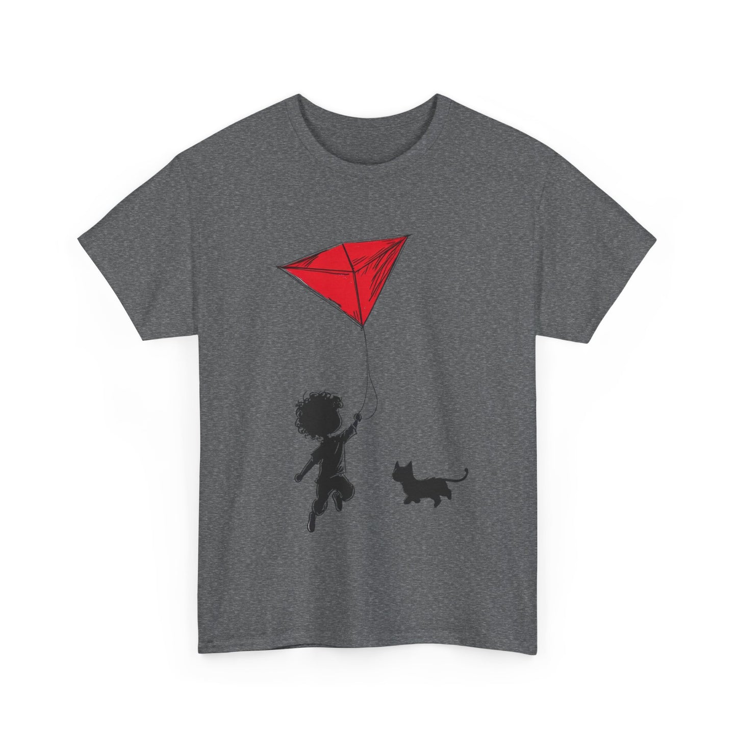 Cute Kid and Cat Design T-Shirt, Playful Gift for Cat Lovers, Summer Style, Cat Lover T-Shirt, Gift for Cat Owners, Women's Cotton T-Shirt