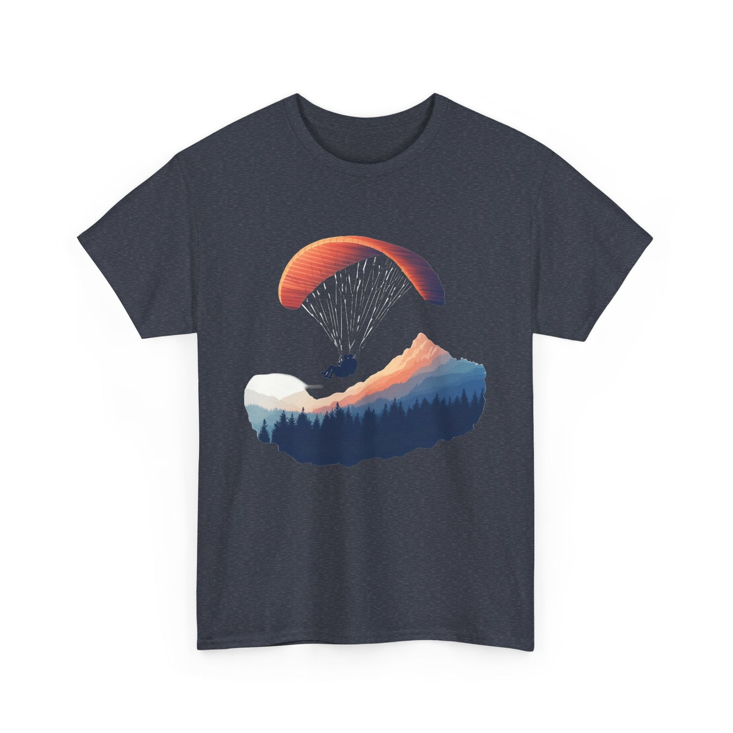 Paragliding Adventure T-Shirt, Mountain Landscape Tee, Nature Travel Lover Shirt, Outdoor Hiking Gift, Unisex Heavy Cotton Tee