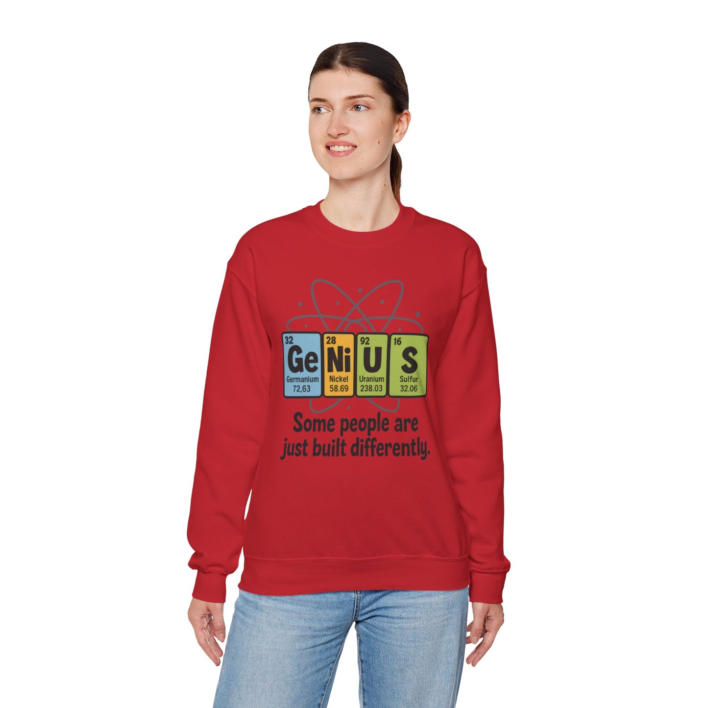 Funny Womens Science Sweatshirt, Genius Periodic Table Pullover, Nerdy Chemistry Gift for Her, Funny Gift for Nerds, Science Geek Apparel
