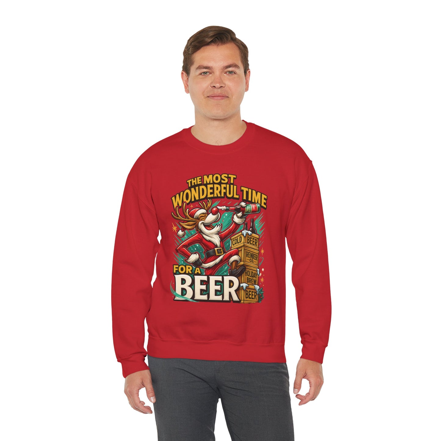 Funny Christmas Beer Sweatshirt, The Most Wonderful Time for a Beer