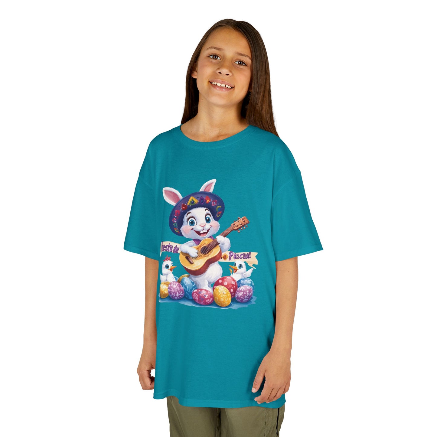 Mexican Easter Bunny Kids T-Shirt - Fiesta de Pascua Shirt with Guitar, Fun Spring Festival Tee, Colorful Holiday Gift for Children