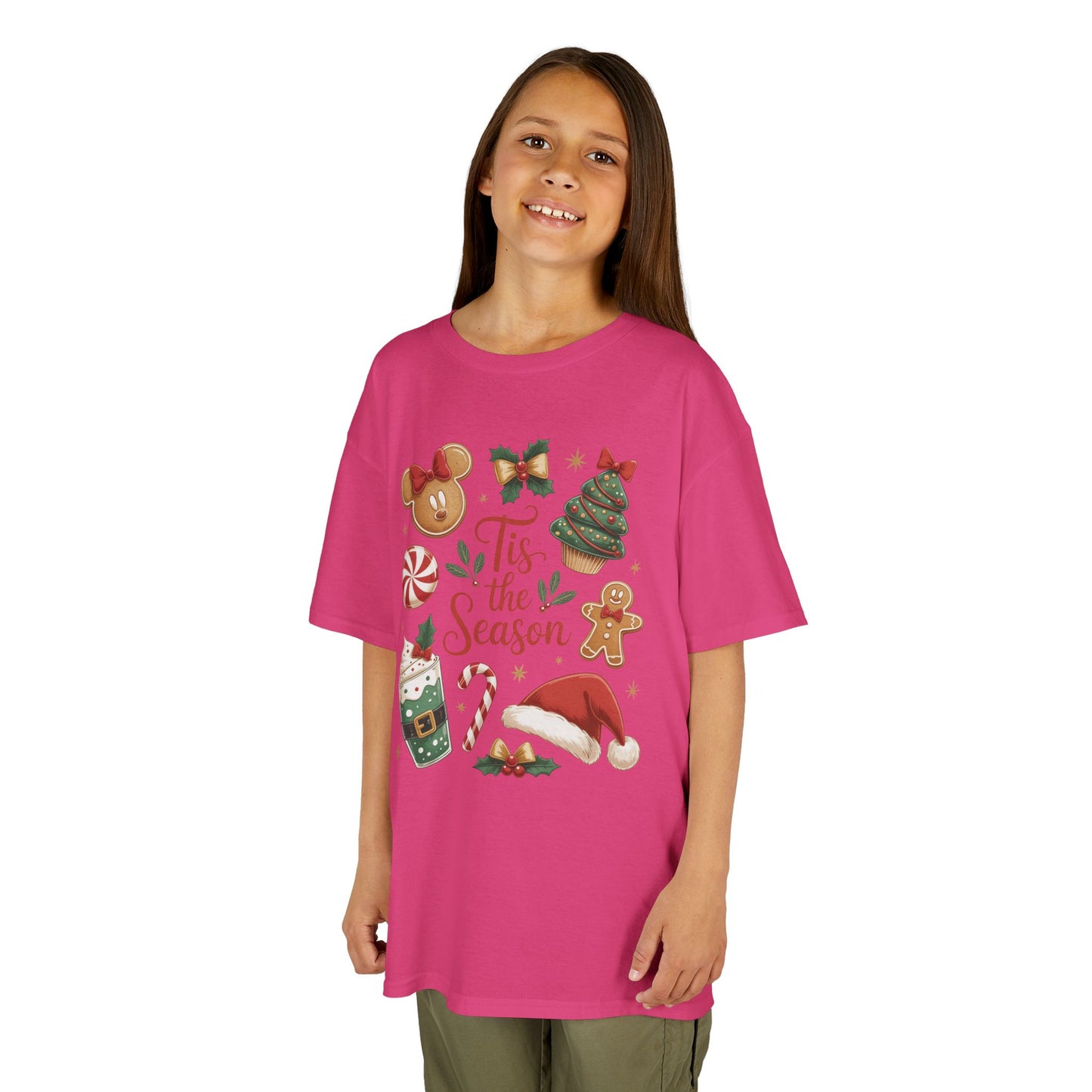 Tis the Season Christmas Shirt for Girls, Cute Holiday Cookie Tee, Kids Heavy Cotton™ Tee
