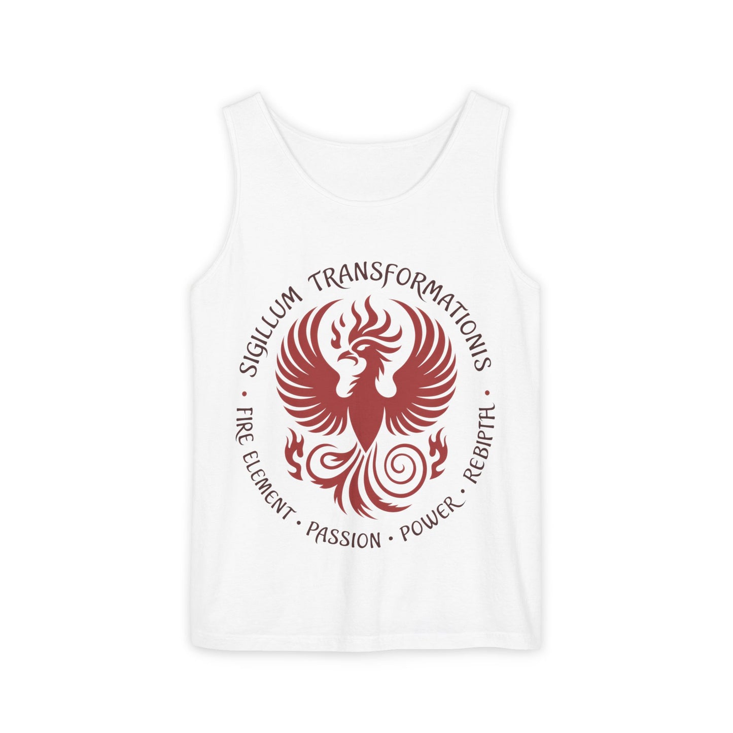Phoenix Fire Element Tank Top, Sigillum Transformationis Seal, Passion Power Rebirth Totem, Phoenix Symbol Unisex Tank, Spiritual Tee