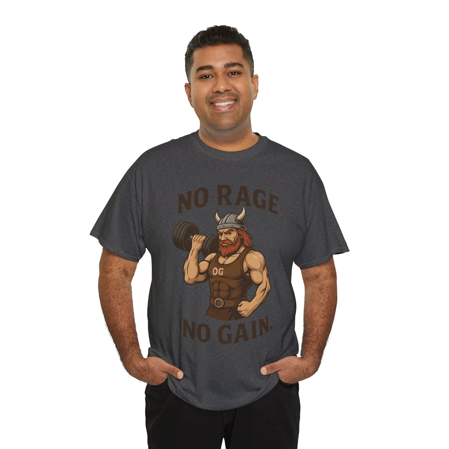 No Rage No Gain Viking Gym Shirt, Funny Muscle Workout Tee, Barbarian Fitness T-Shirt for Men, Powerlifting Humor Shirt, Viking Lifting Gift