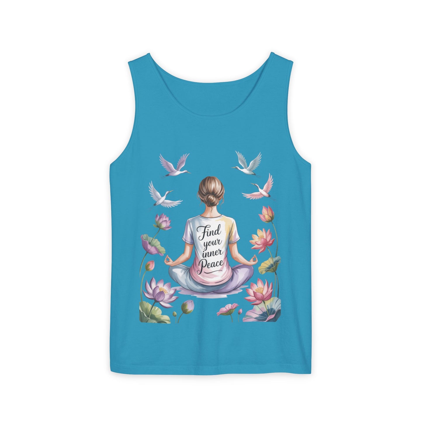 Meditation Floral Womens Tank Top, Find Your Inner Peace, Yoga Apparel, Gift for Mindfulness, Summer Relaxed Wear