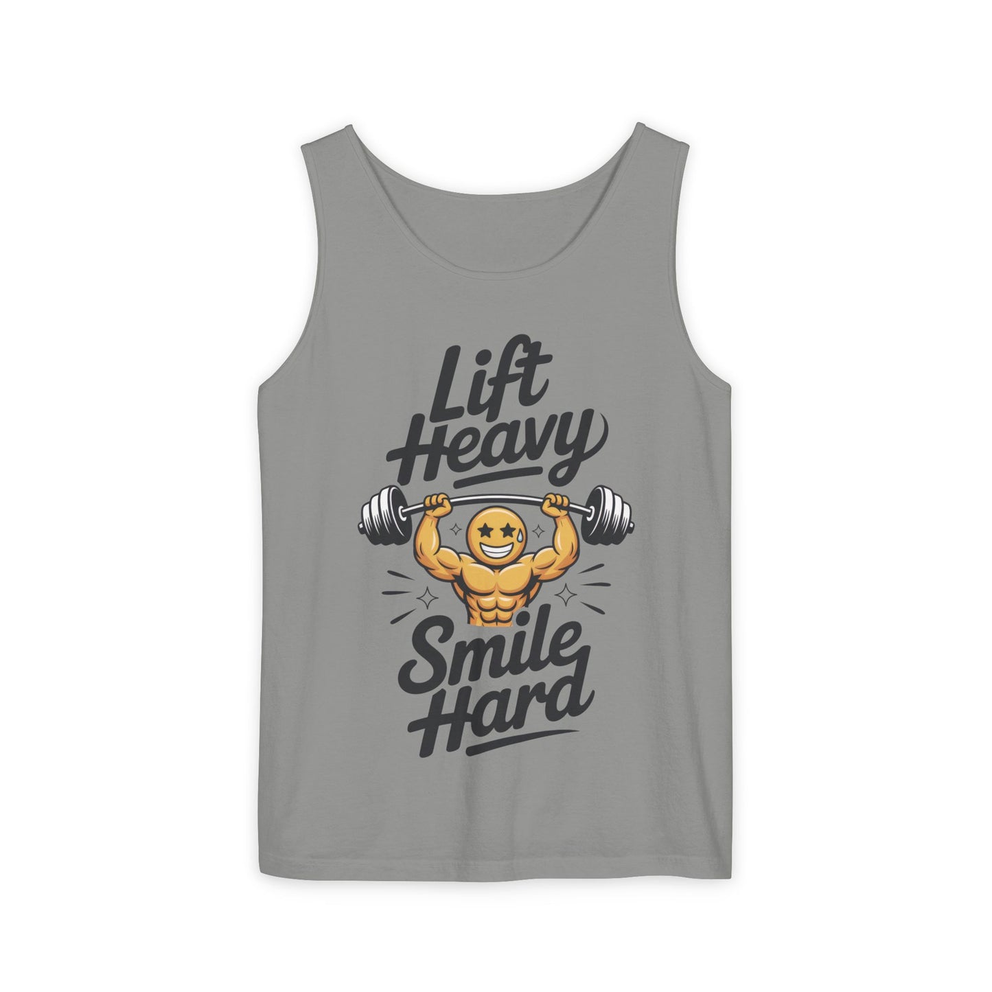 Mens Lift Heavy Smile Hard Tank Top, Funny Gym Workout Fitness Shirt, Mens Funny Gym Tank