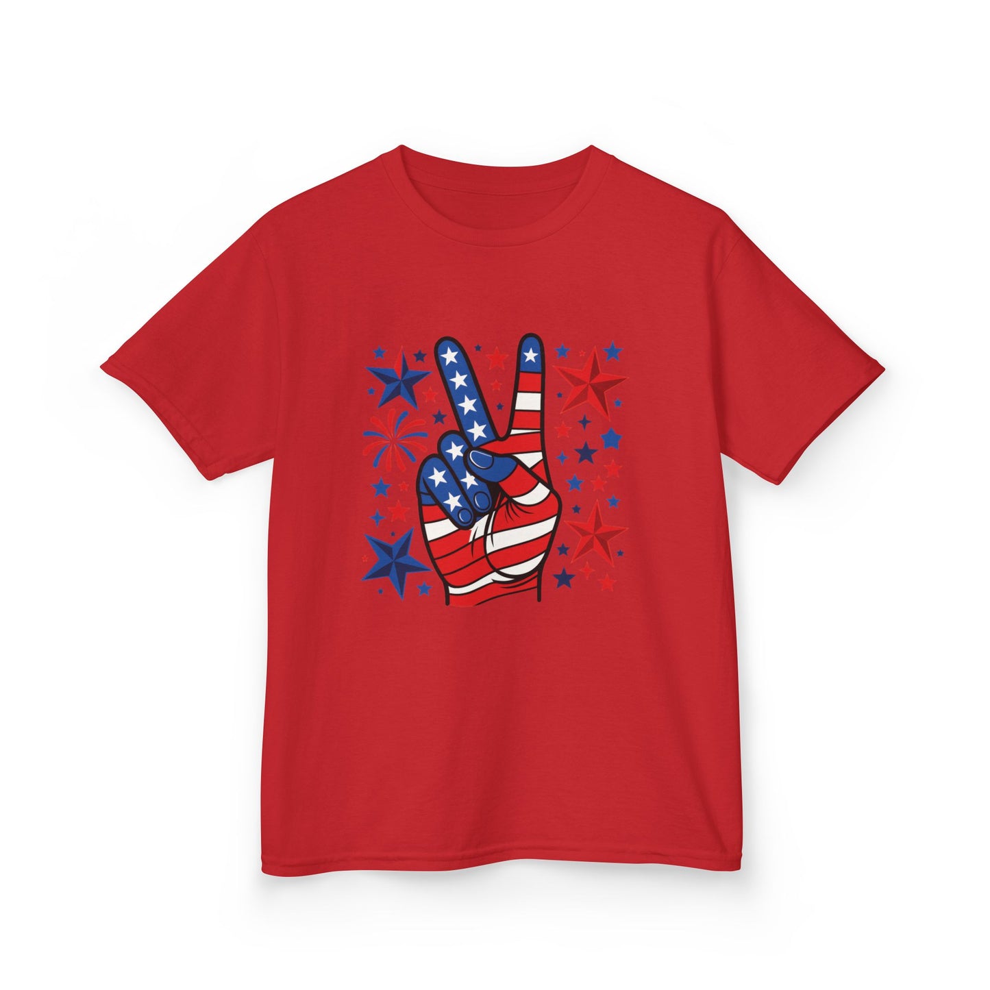 Kids Peace Sign Tee, Patriotic Children's T-Shirt, Americana Style Tee, July 4th Outfit, Independence Day Gift, Star-Spangled Shirt