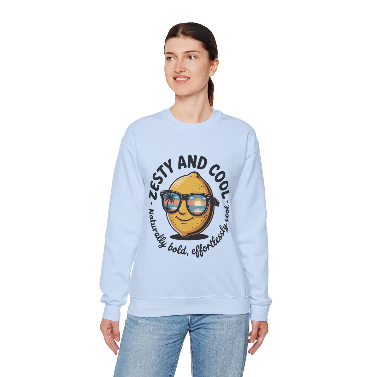 Zesty and Cool Crewneck Sweatshirt, Womens Lemon Sweatshirt for Casual Wear, Trendy Gift, Summer Vibes, Comfortable Apparel