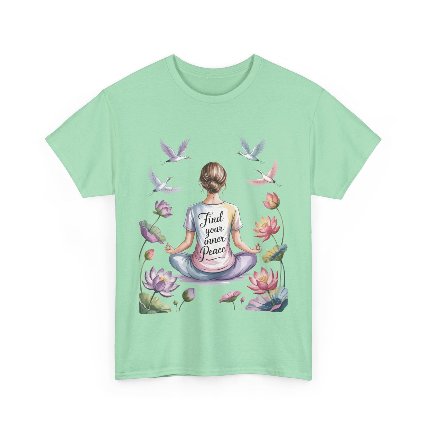 Find Your Inner Peace Womens Heavy Cotton Tee, Motivational Shirt, Meditation Apparel, Relaxation Gift, Casual Wear, Mindfulness Tee