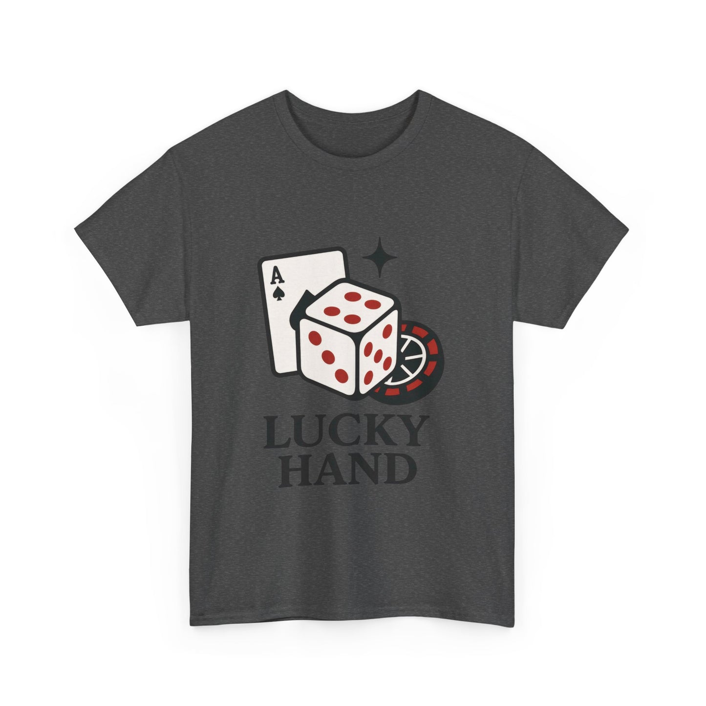 Lucky Hand Unisex Heavy Cotton Tee, Gambling Shirt, Casino Wear, Good Luck Gift, Poker T-Shirt, Casual Vintage Style