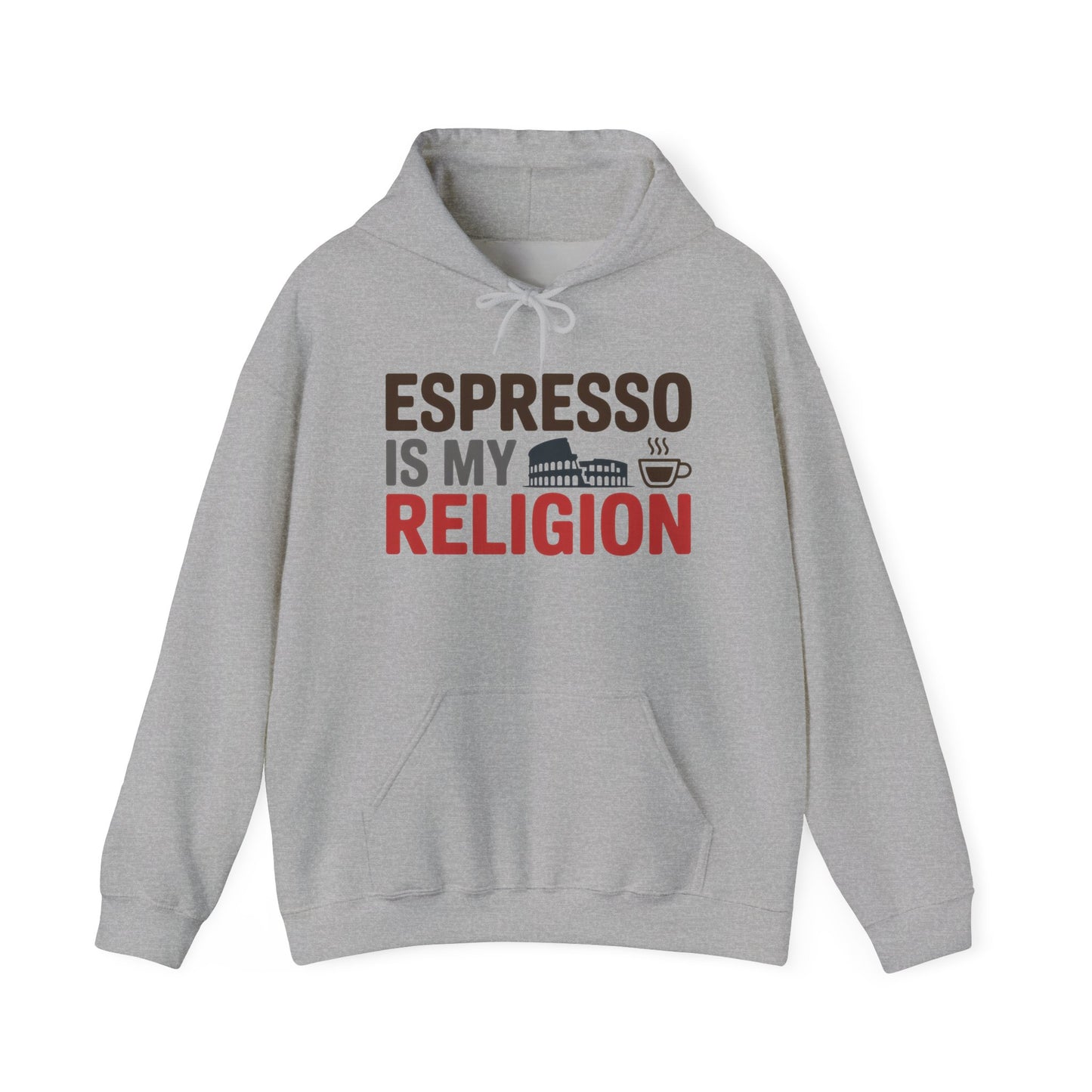 Mens Heavy Blend™ Hooded Sweatshirt, Espresso Is My Religion Coffee Rome Mens Hoodie