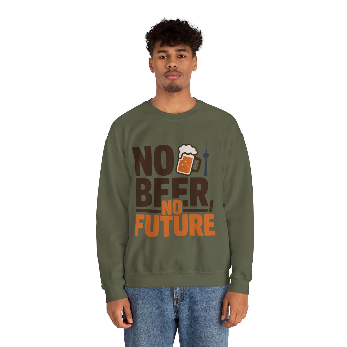 Mens Heavy Blend™ Crewneck Sweatshirt, No Beer No Future Funny Beer Mens Sweatshirt
